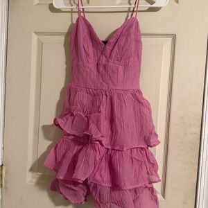 Crystal Doll Vibrant Pink Ruffle Mini Dress